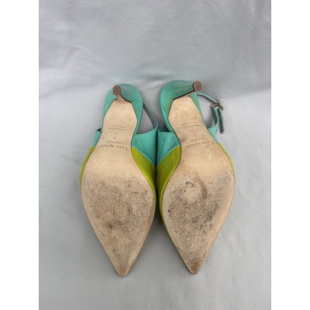 Kate Spade New York Colorblock Patent Leather Slingback Pointed Toe Heels 8B - Picture 10 of 12